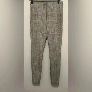 Jules & Leopold Stretch Plaid Pants/Leggings, Size Medium, Brown/Tan/Cream